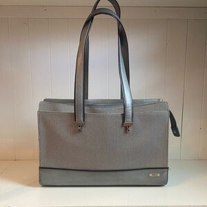 Tumi Gray Leather And Nylon Tote